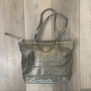 Silver/tan Coach purse! Leather!